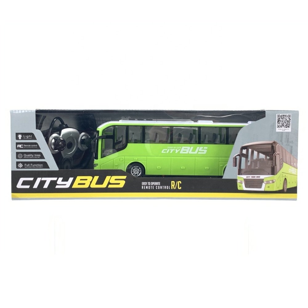 Double Decker Bus RC Bus Model 2.4ghz 4 Channels Remote Control Bus Toy with Head Lights and Rubber for Kids Electric Plastic