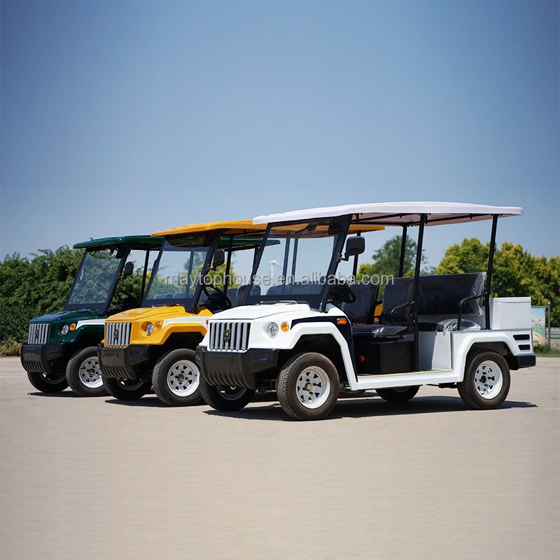 Utility Vehicle Adults 4-wheel Enclosed Sightseeing Car 4-5 Seaters Lithium Battery Tourist Sightseeing Bus Colors Customized
