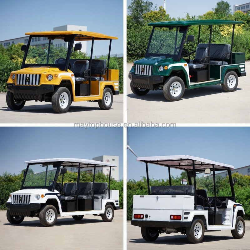 Utility Vehicle Adults 4-wheel Enclosed Sightseeing Car 4-5 Seaters Lithium Battery Tourist Sightseeing Bus Colors Customized