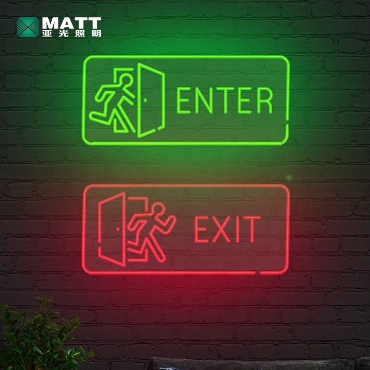 Emergency Exit Neon Sign Building Instruction Led Light USB Types Room Wall Decorations