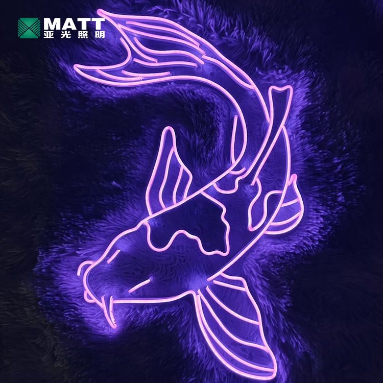 Dropshipping Custom Japanese Led Light Good Luck Koi Fish Acrylic Neon Light Sign for Room Wall Art Decor
