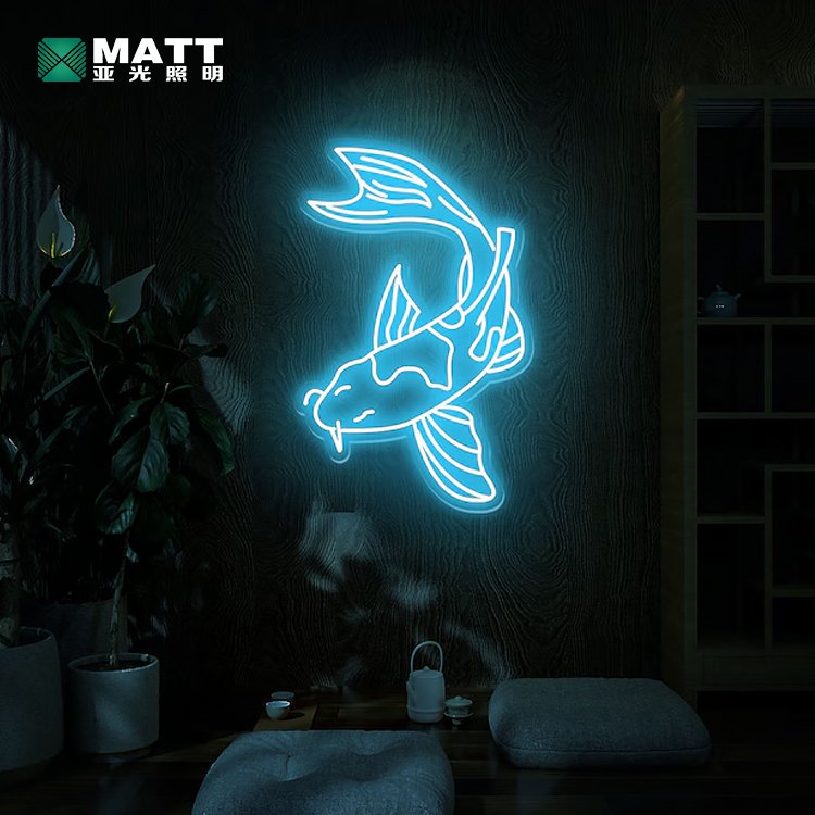Dropshipping Custom Japanese Led Light Good Luck Koi Fish Acrylic Neon Light Sign for Room Wall Art Decor