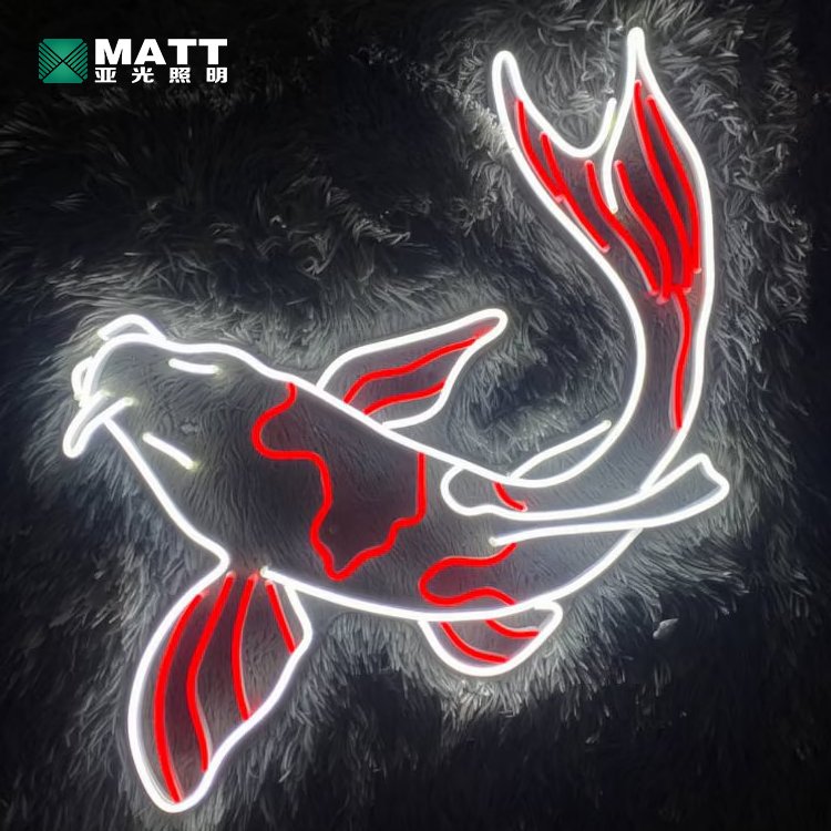 Dropshipping Custom Japanese Led Light Good Luck Koi Fish Acrylic Neon Light Sign for Room Wall Art Decor