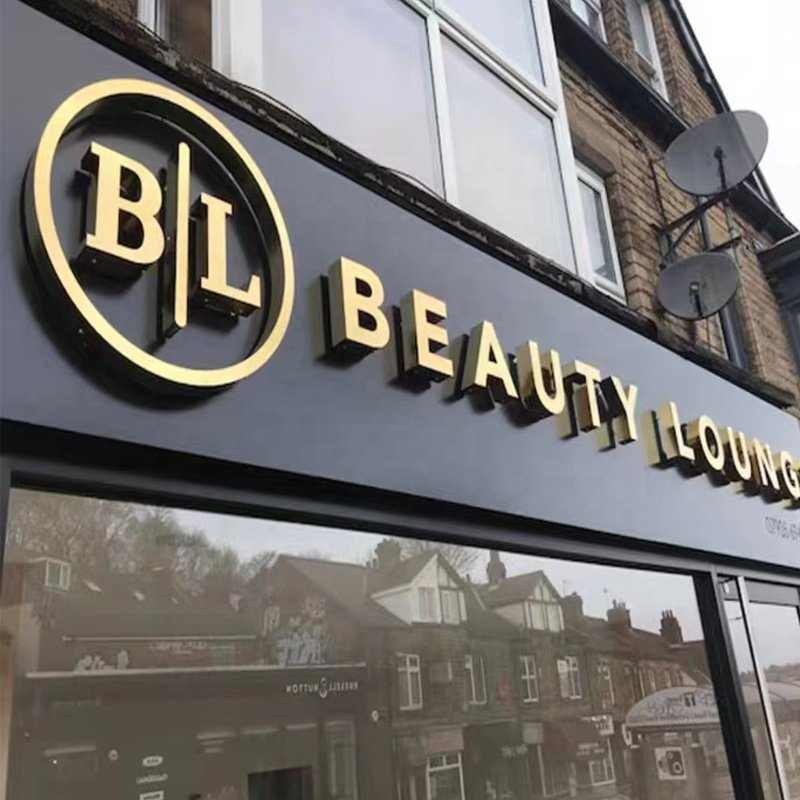 Custom Signs Metal Led Channel Letter Sign Indoor Business Light Logo Gold 3D Backlit Sign