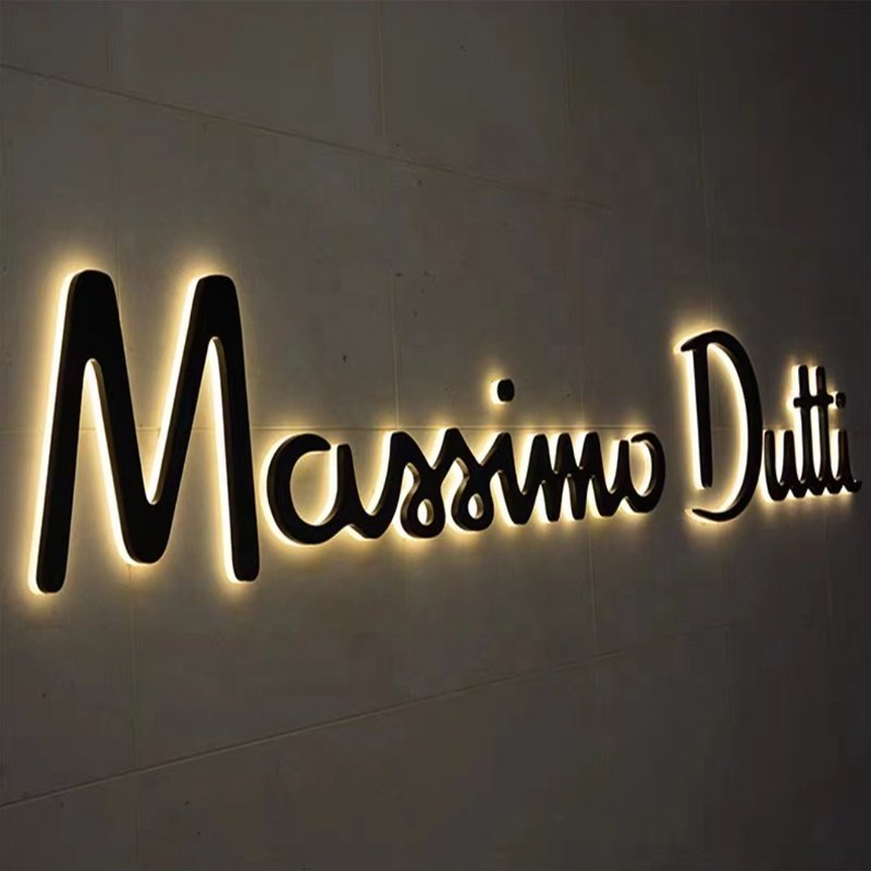 Custom Signs Metal Led Channel Letter Sign Indoor Business Light Logo Gold 3D Backlit Sign