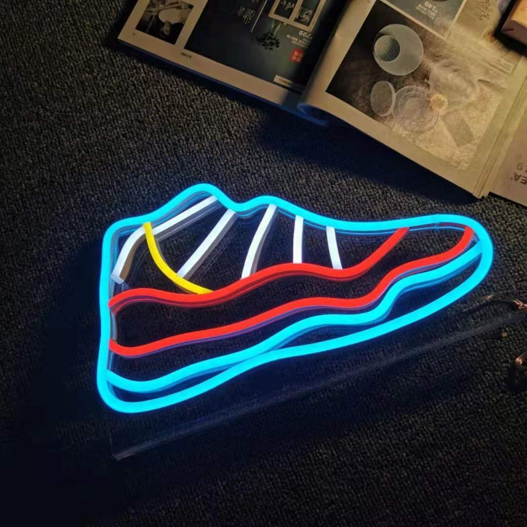 Hot Sale Sneakers Shape Neon Light Festival Creative Gift 12V Advertising Decoration Light for Shop Bedroom Neon Sign Custom