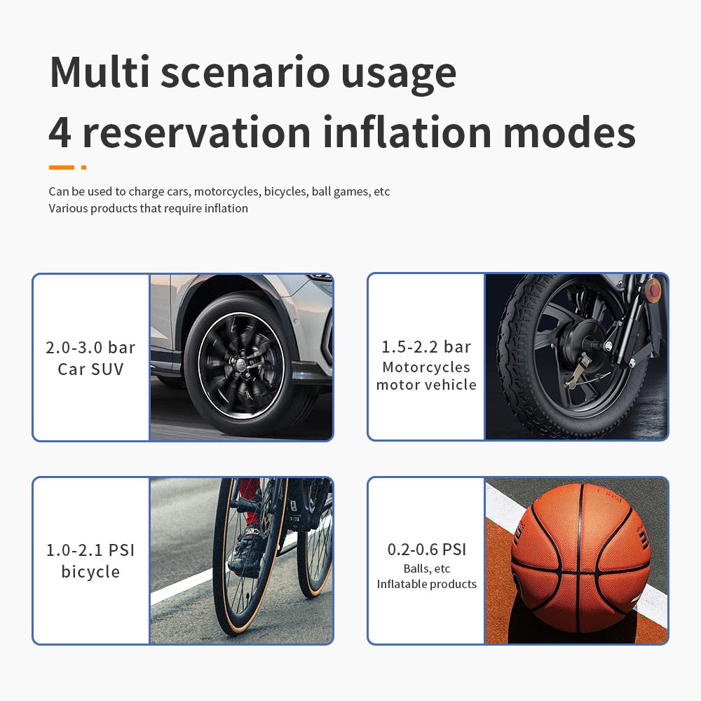 Full Set High Quality Tyre Inflator Rechargeable Electric Bike Tire Automatic Car Balloon Air Pump for Car Air Compressor