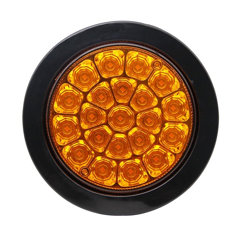 High Brightness 21LED 4" Round Tail Light Indicator Lamp 12V 24V Fog Lamp Brake Stop Turn Signal Light for Truck Car RV Trailer