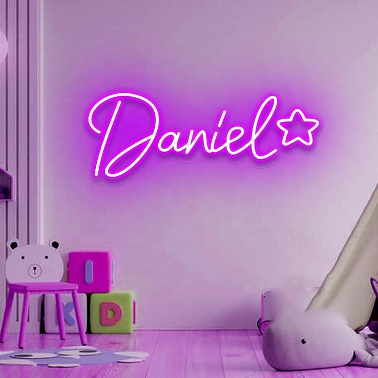 Free Design No MOQ Custom Led Light Neon Sign Led Custom Neon Name Light up Sign for Kids Bedroom Decoration