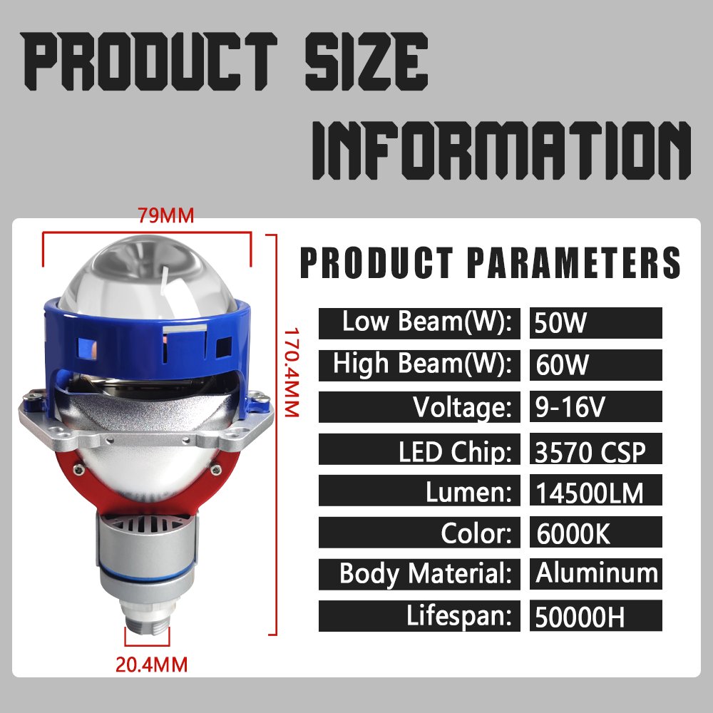 Wholesale 3.0 Inch Bi-led Projector Lens Headlight 3inch Light 55W 12V 6000K Hi/Lo Beam HeadLamp for Car Universal
