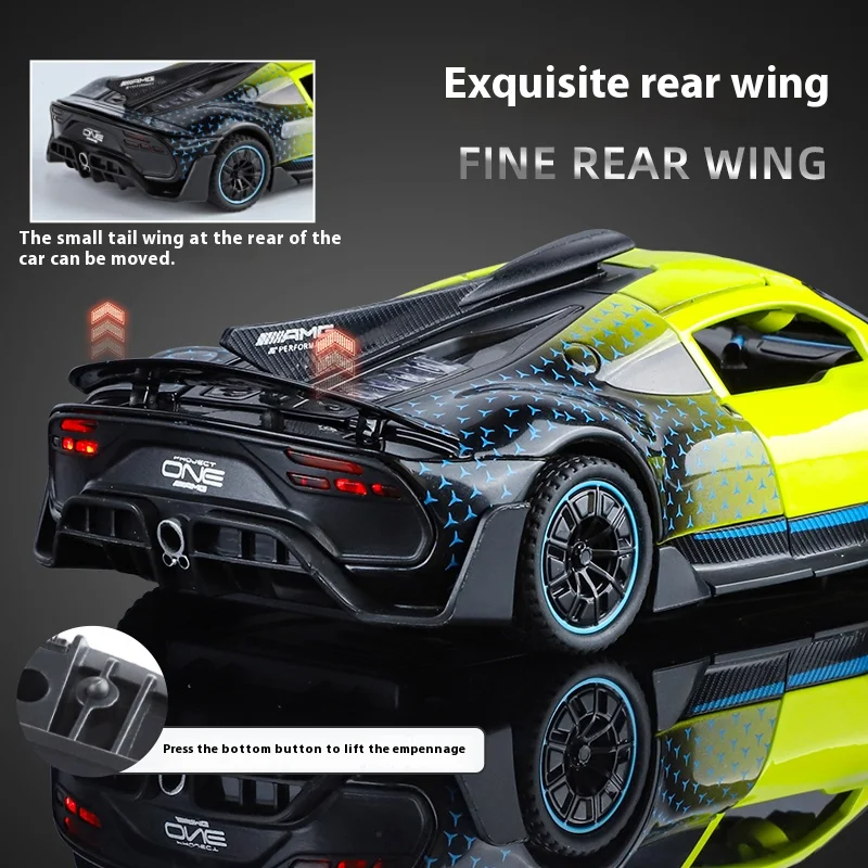 Unisex 1:32 Mercedes AMG ONE Diecast Metal Scale Miniature Car Model Sound Light Toy Wheels BIS Certified Birthday Gift Vehicles