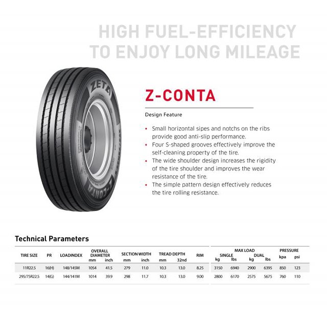 Zeta Best Quality Brand Truck Bus Tyres Tires TBR Thailand 11R22.5 11R24.5 295/75R22.5 295/80R22.5 315/70R22.5 315/80R22.5