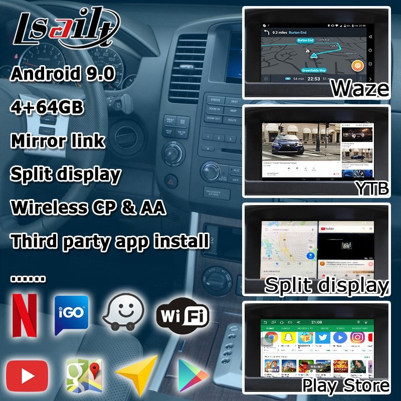 Android CP AA Screen 7 Inches Upgrade for Nissan Pathfinder R51 08IT IT08 2008-2013 with GPS Navi Wireless Auto by Lsailt 4+64GB