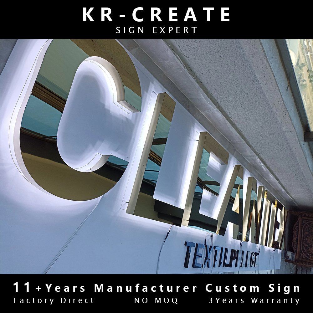Custom Outdoor Real Estate Frames Restaurant Signage Vintage Metal Letters and Numbers Stainless Steel Backlit Sign