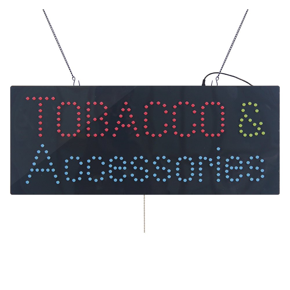 11*27 Inch Bright TOBACCO Accessories Smoking Shop Signs, Led Indoor Display Advertising Light Animated Sigage for Smoke Shop