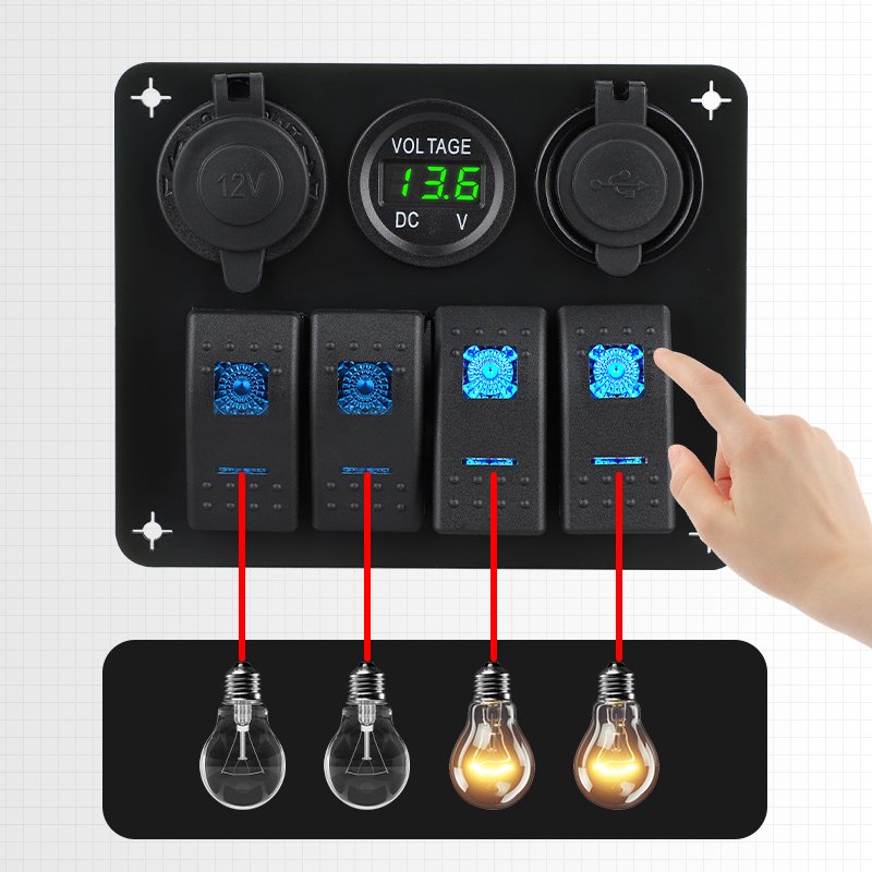 Wholesale Custom 24v 12v Usb Socket Switch Panel Marine Rocker Switch Waterproof for Bus Boat Marine Atv