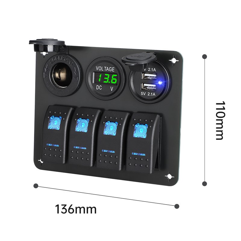 Wholesale Custom 24v 12v Usb Socket Switch Panel Marine Rocker Switch Waterproof for Bus Boat Marine Atv
