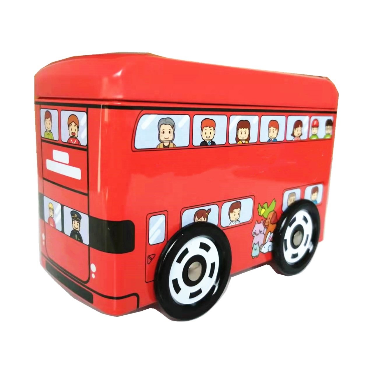 Hot Sale Popular Small School Bus Tin Box with Wheels Small Bus Tin Can for Puzzle Toy Packaging 150x70x100mm