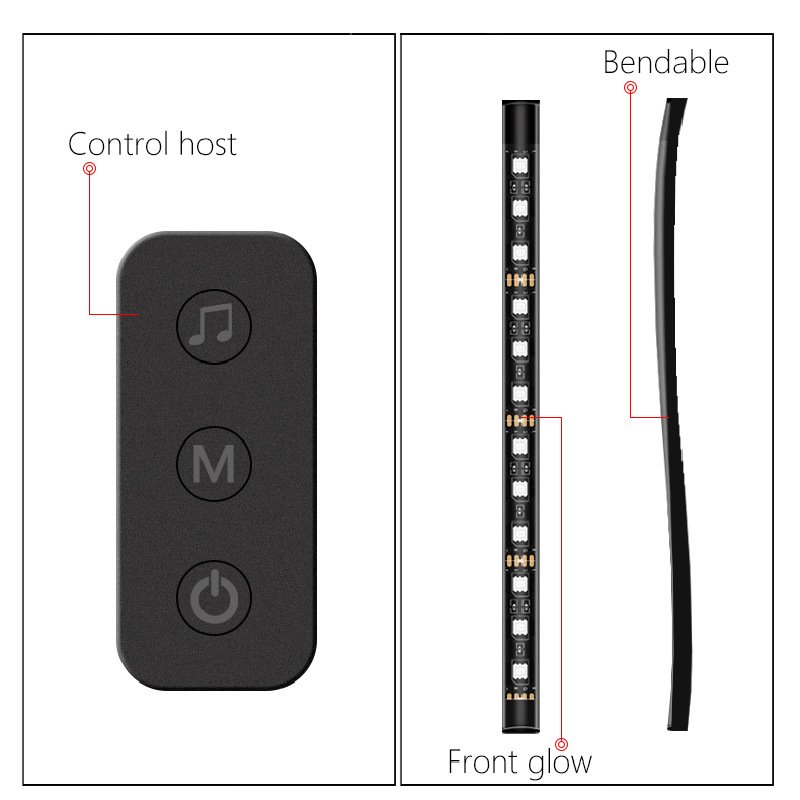 Yosovlamp Car Atmosphere Light Button Three in One Bluetooth APP Remote Control Voice Control RGB Color Music Light bar
