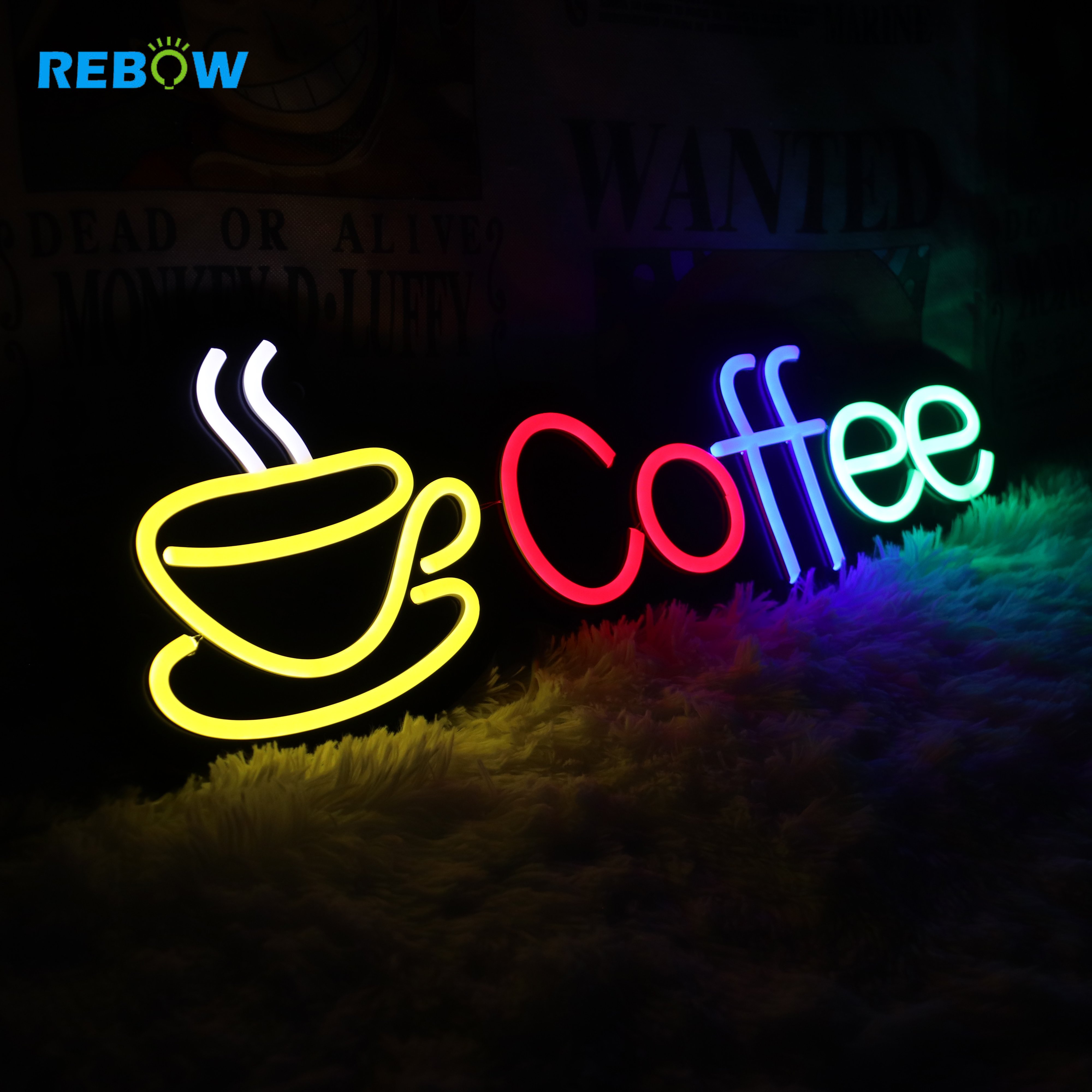 Rebow Led Flex Custom Neon Sign Neon Strip Number Letter Light Coffee Neon Sign for Wedding Sign