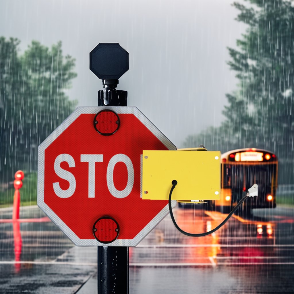 Electric Stop Sign With LED Warning Light for School Buses Auto Parts Accessories in America