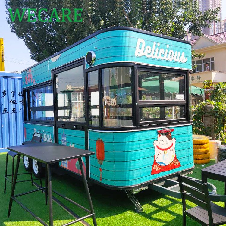 WECARE Customized Party New Food Van Mobile Kitchen Food Bus Cart Ice Cream Fast Food Truck Trailer with Full Kitchen for Sale