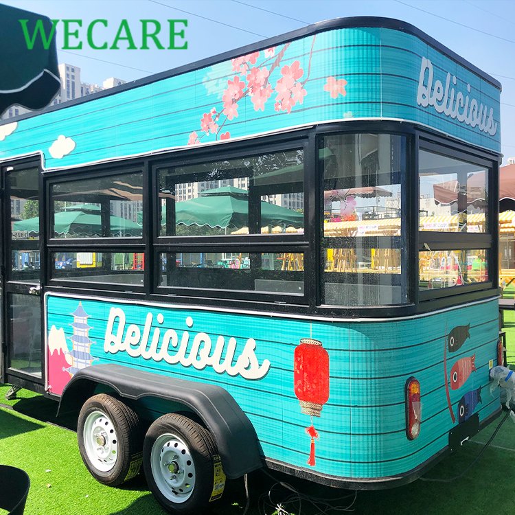 WECARE Customized Party New Food Van Mobile Kitchen Food Bus Cart Ice Cream Fast Food Truck Trailer with Full Kitchen for Sale