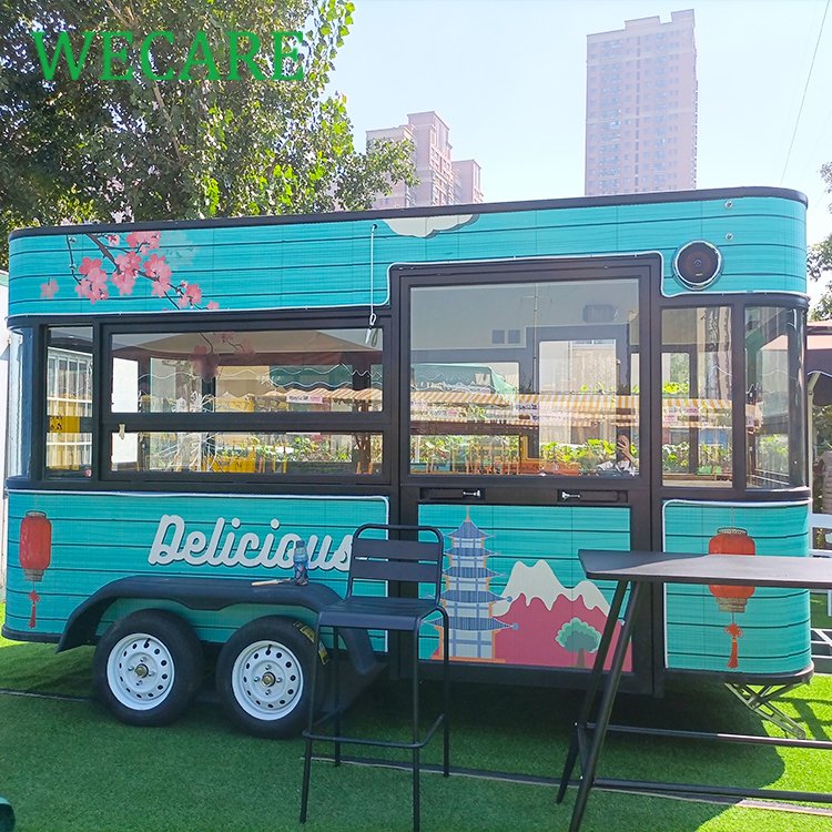 WECARE Customized Party New Food Van Mobile Kitchen Food Bus Cart Ice Cream Fast Food Truck Trailer with Full Kitchen for Sale