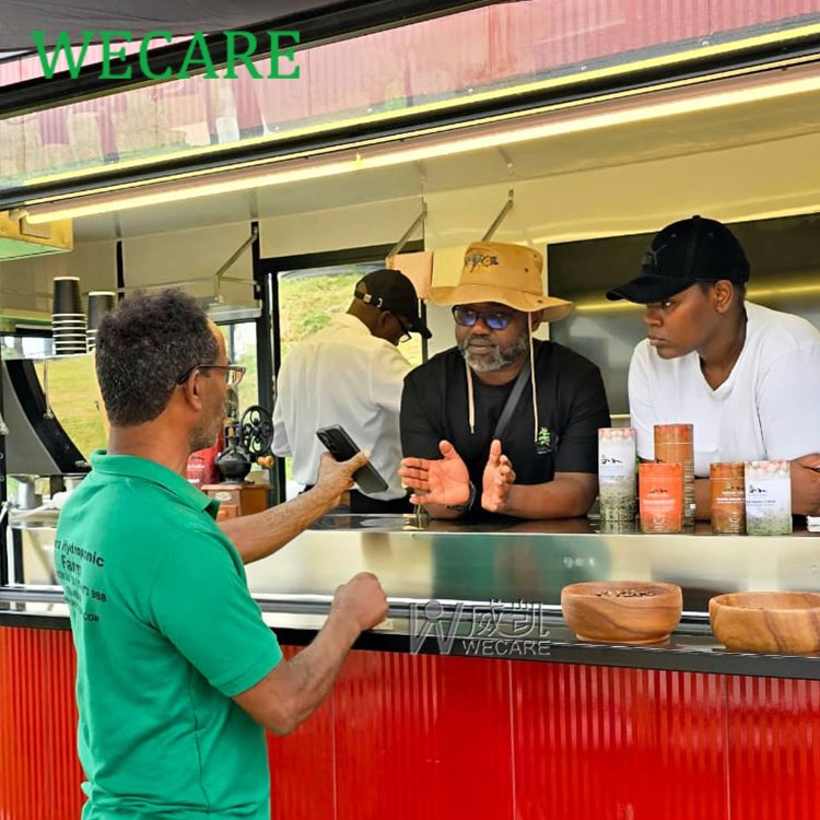 WECARE Customized Party New Food Van Mobile Kitchen Food Bus Cart Ice Cream Fast Food Truck Trailer with Full Kitchen for Sale