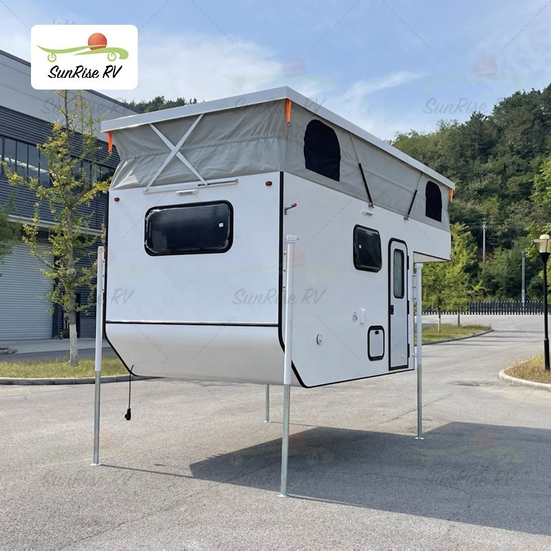 SUNRISE RV Overland Tacoma Flatbed Truck Camper Shell Ram Pop-Top Slide on Camper Popup Long Bed Truck Camper