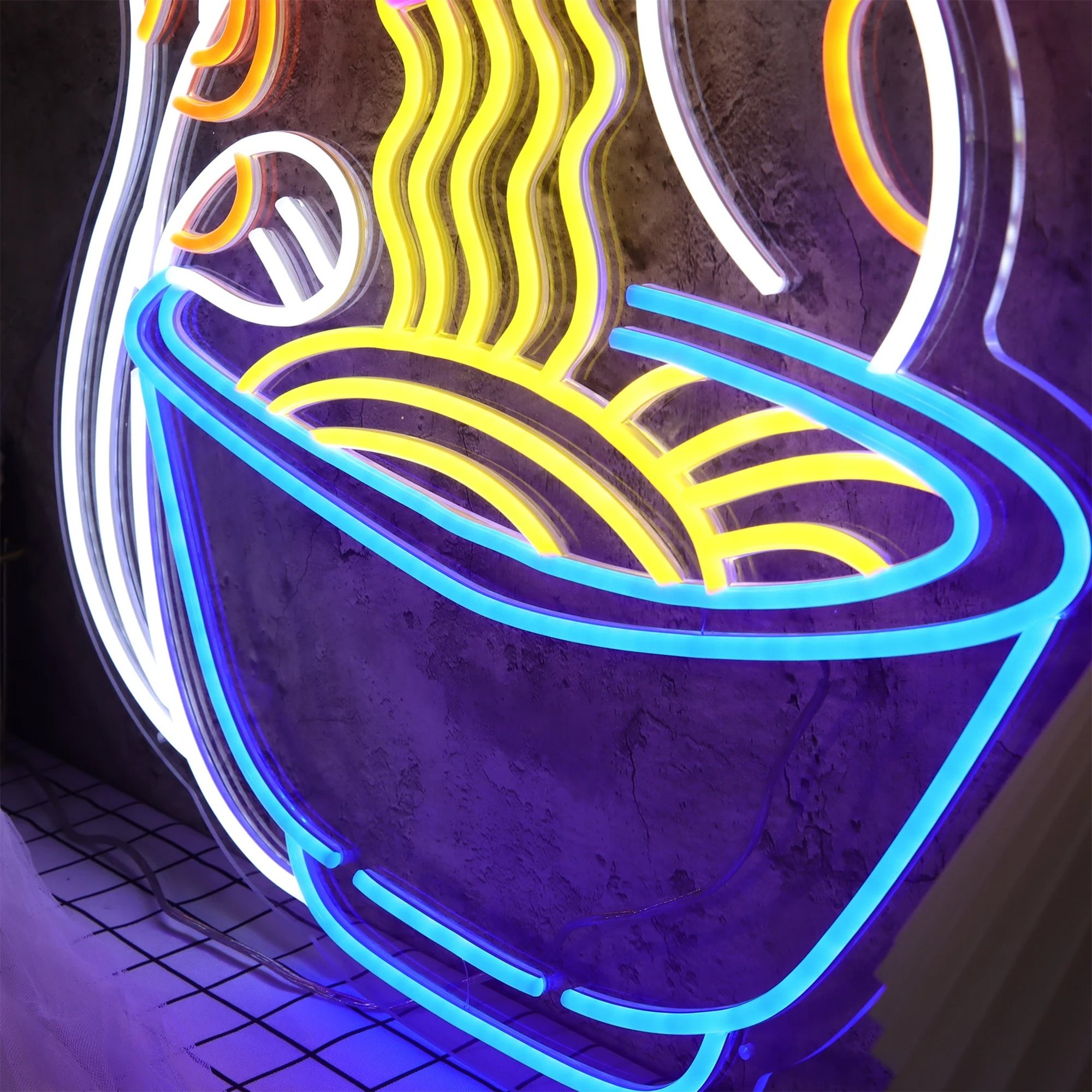 Custom logo Led Neon Sign Store Business Lighting Design Noodles Cat Neon Sign Light Led for Restaurant Wall Decoration