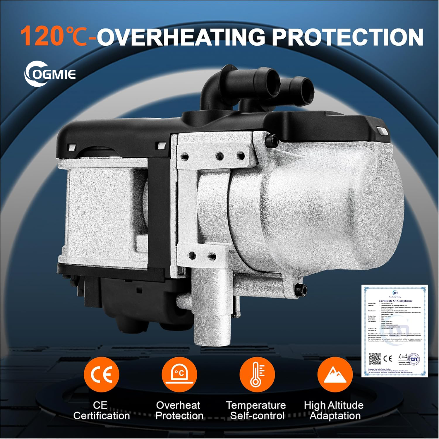 OGMIE New Condition 12V 5KW Diesel Hydronic Parking Water Heater Air Filter Engine Preheating Liquid Heater Cars Buses 24V