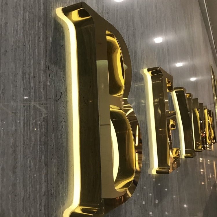 Luxury Gold Signs Company Advertising Backlit logo Sign Business 3d Shop Sign