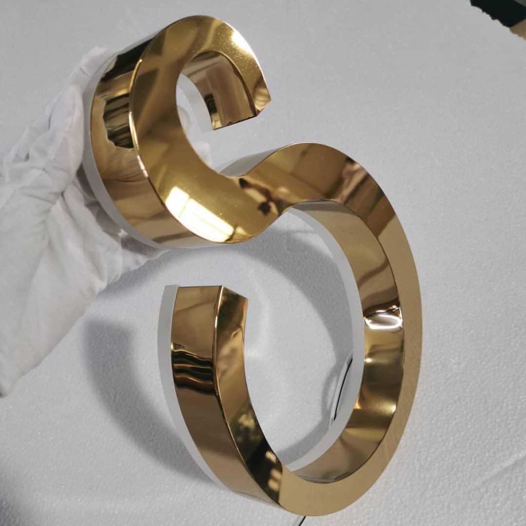 Luxury Gold Signs Company Advertising Backlit logo Sign Business 3d Shop Sign