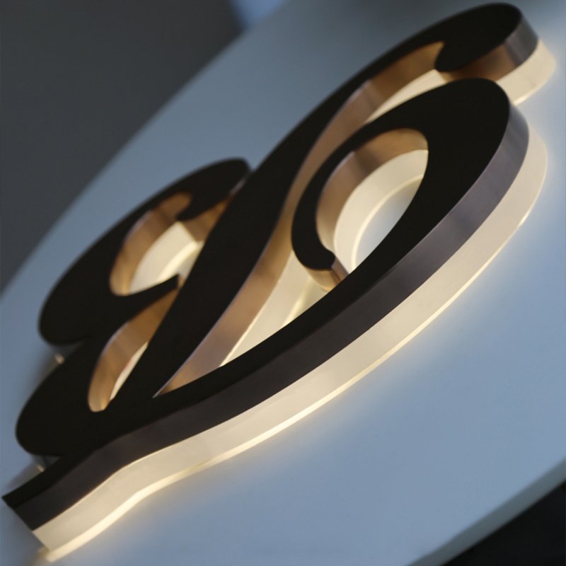 Bronze Gold Backlit Letter Sign Led Electronic Letters Billboard 3D Outdoor Indoor Decoration Light Letter Signages