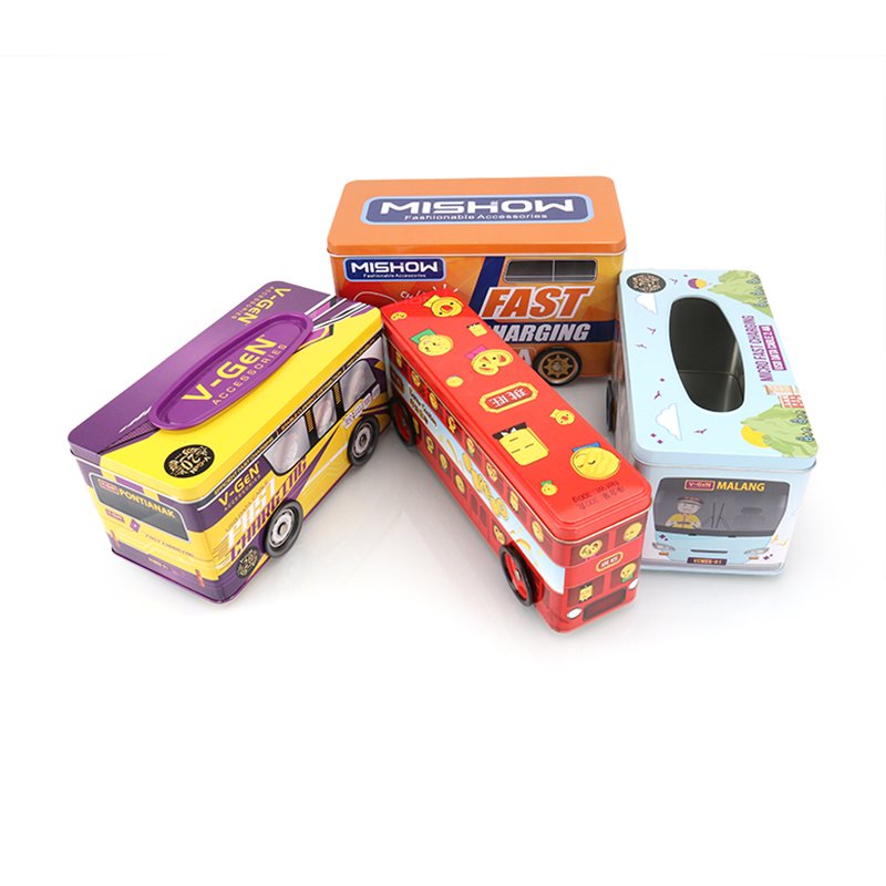 Quality Assurance Multi-Specification Car Tin Box Packaged With Window Bus Gift Chocolate Packing for Kids
