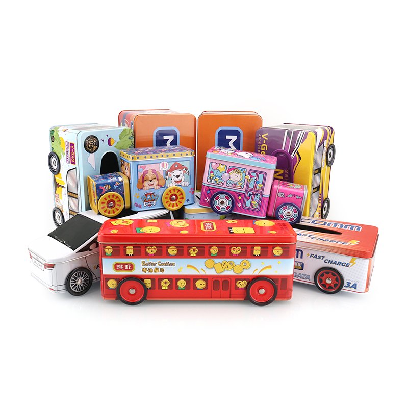 Quality Assurance Multi-Specification Car Tin Box Packaged With Window Bus Gift Chocolate Packing for Kids