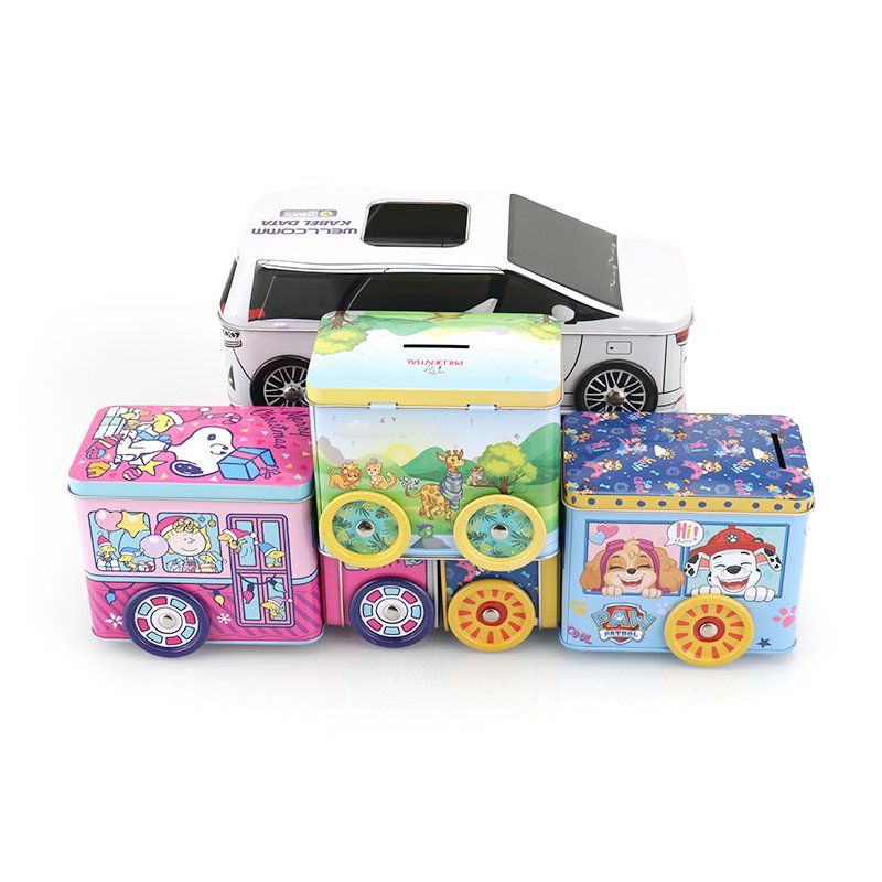 Quality Assurance Multi-Specification Car Tin Box Packaged With Window Bus Gift Chocolate Packing for Kids
