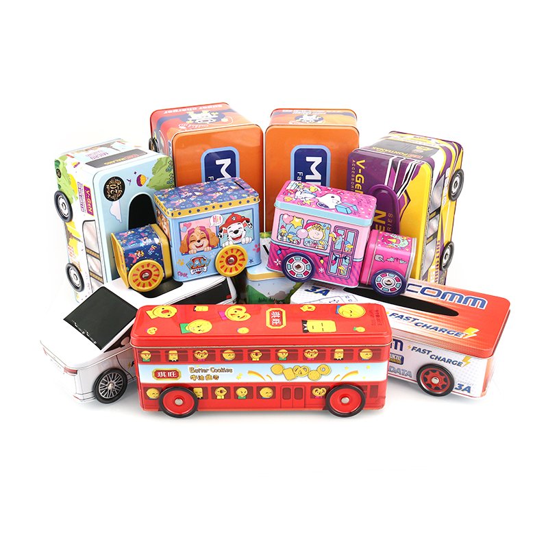Quality Assurance Multi-Specification Car Tin Box Packaged With Window Bus Gift Chocolate Packing for Kids