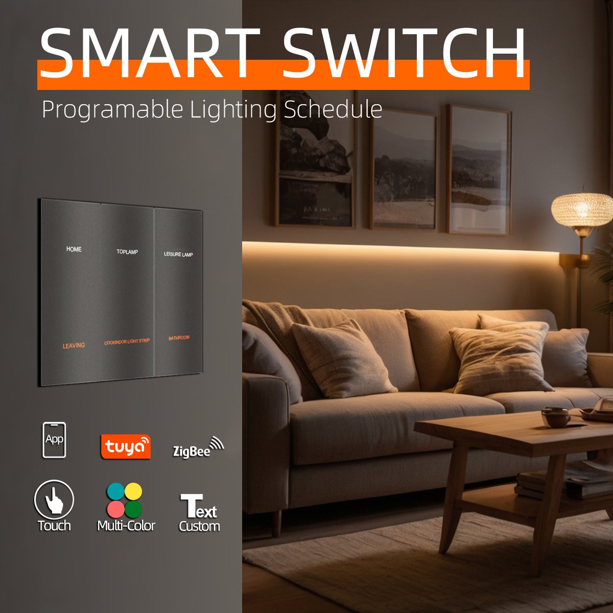 Modern Hotel Smart Switch Electrical Sockets Switches US Standard Electric Accessories for House 3 Gang 1 Way Kasa Smart Switch