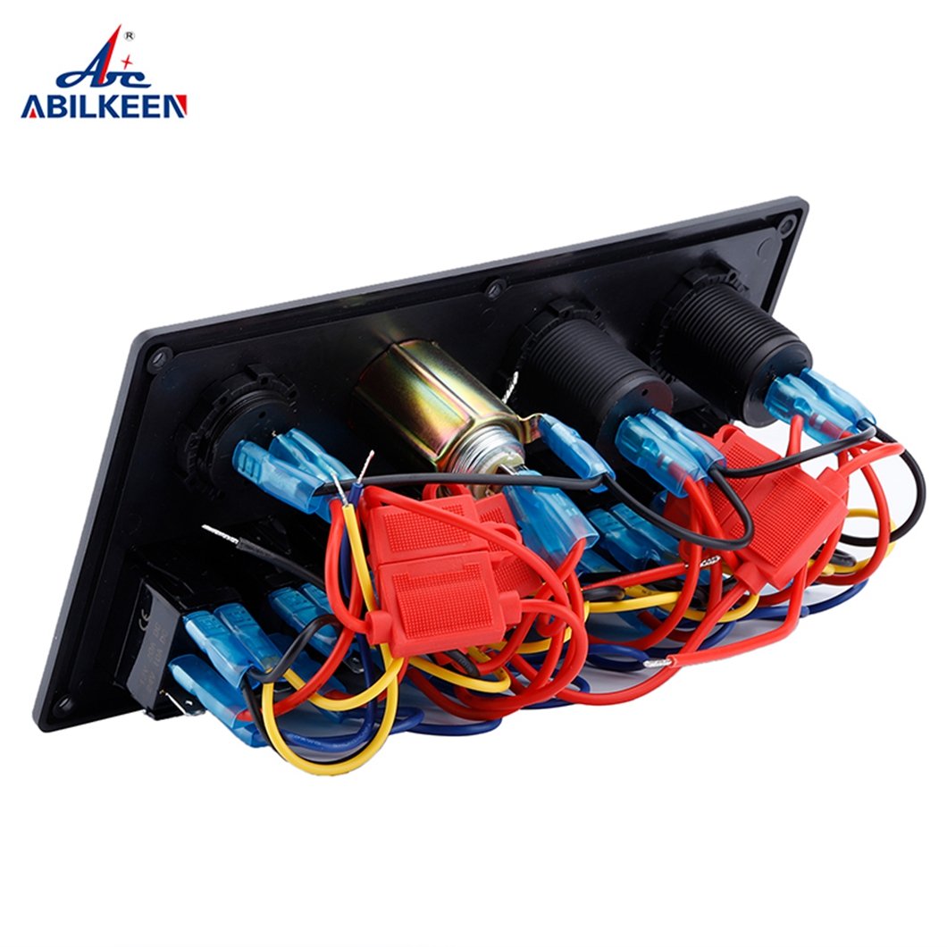 12V 24V Marine 8 Gang Waterproof on Off Digital Voltage Display 3.1A Dual USB Power Charge Rocker Switch Panel