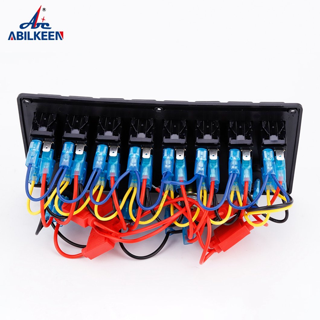 12V 24V Marine 8 Gang Waterproof on Off Digital Voltage Display 3.1A Dual USB Power Charge Rocker Switch Panel