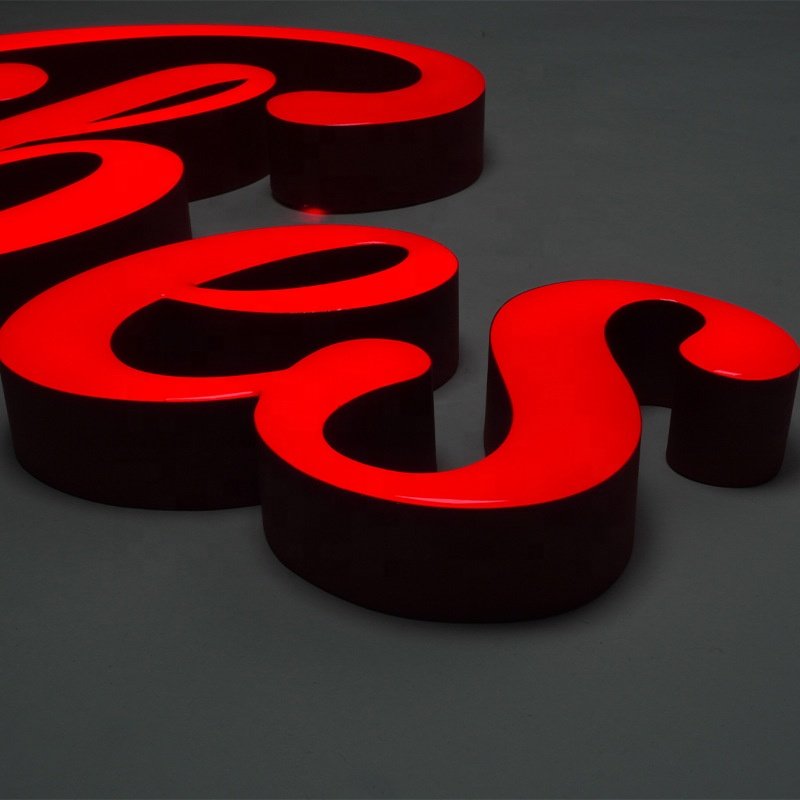 Customizable 3D Channel Sign Outdoor Advertising Facelit Trimless Resin Stainless Steel Letters Light Source Neon Light