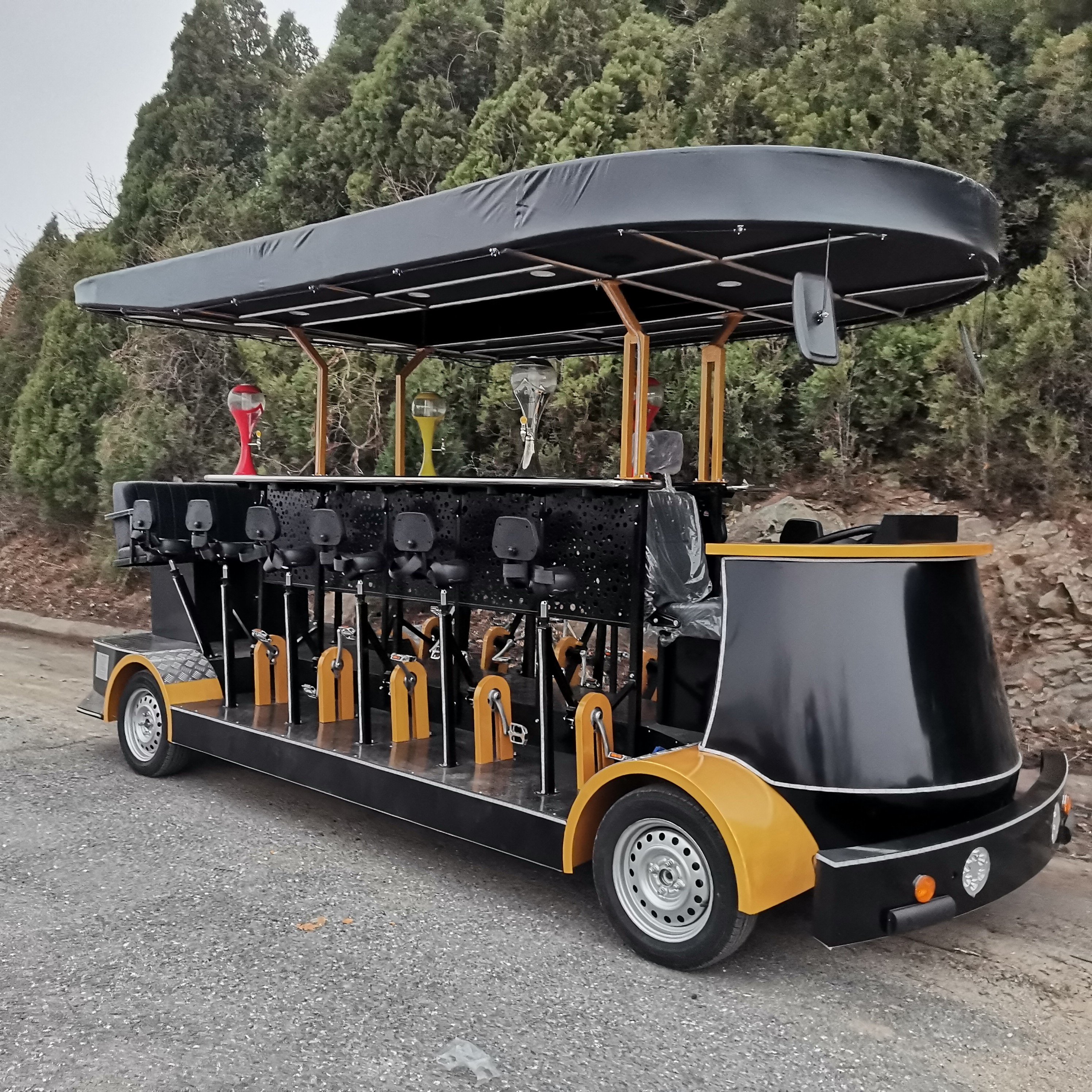 Mobile Bar Cart Electric Sightseeing Bus Vehicle Party Bike Pedal Pub Car Beer Bike for Sale 60V Tuk Tuk Electric 7 Seats Eec 16
