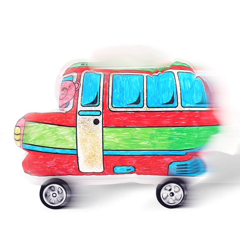 Wholesale 3D Inflatable Coloring Paper Balloon Toy Bus Balloon Educational 3D Painting Toy with Wheels for Kids