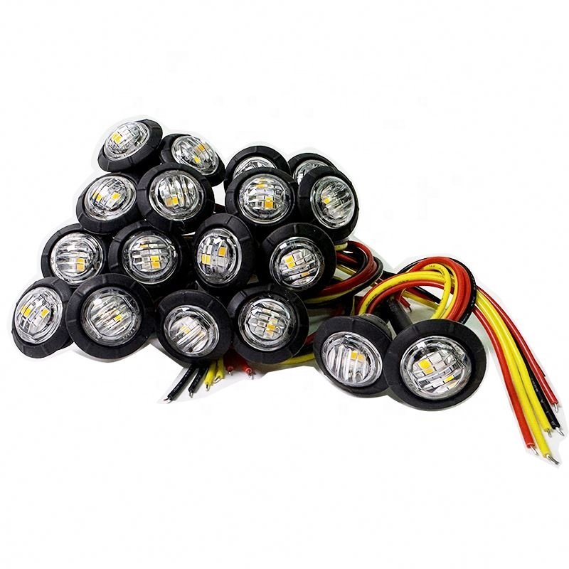Dual Color 4 LEDs 12V 0.75 Inch Round Waterproof LED Truck Trailer Bus Lorry Lamp Side Marker Lights