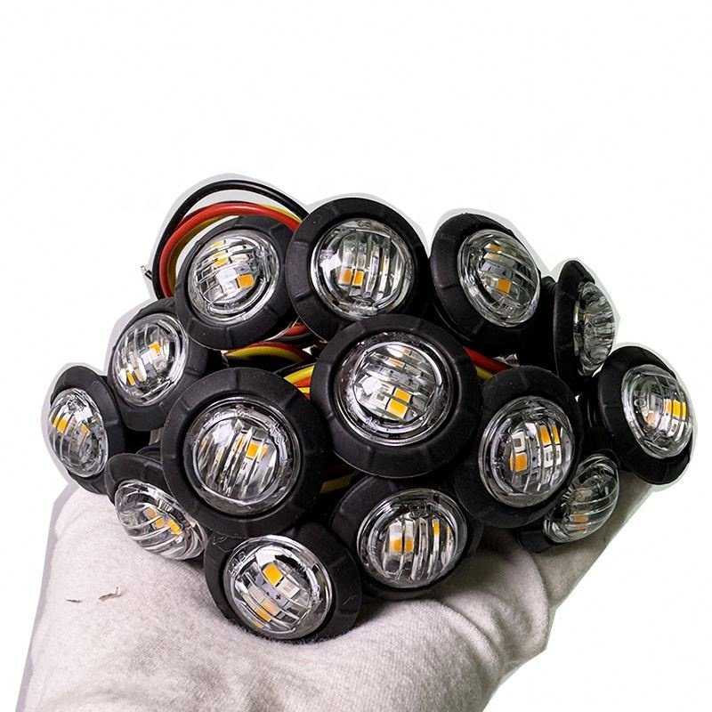 Dual Color 4 LEDs 12V 0.75 Inch Round Waterproof LED Truck Trailer Bus Lorry Lamp Side Marker Lights