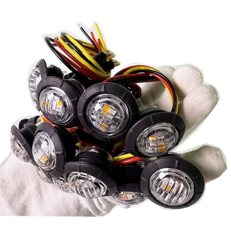 Dual Color 4 LEDs 12V 0.75 Inch Round Waterproof LED Truck Trailer Bus Lorry Lamp Side Marker Lights