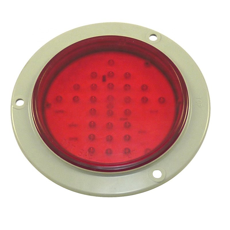 12V 24V 10-30V 4 Inch Round 28 Diode Red Flange Turn Signal Indicator Lights With Arrow for Trailer Lorry Bus Submersible