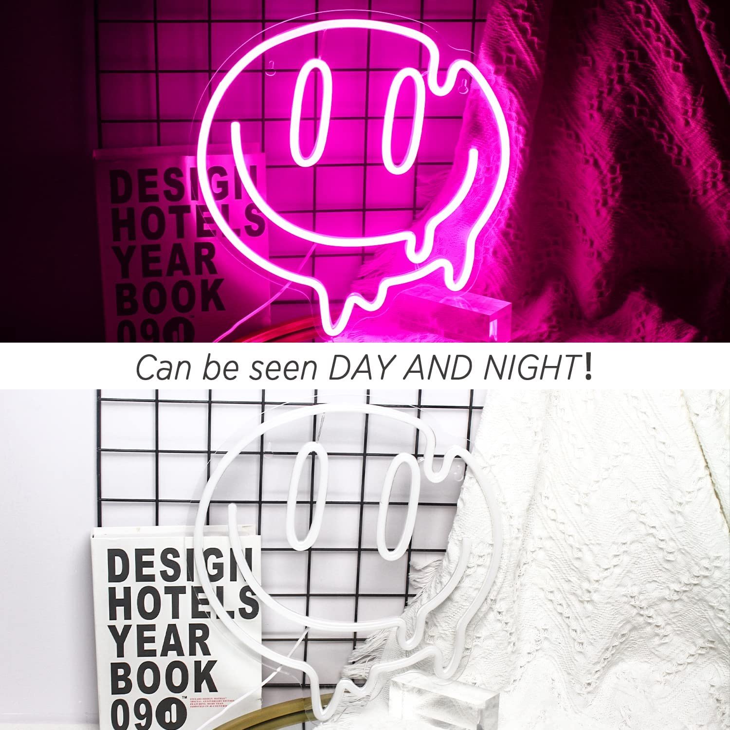 Custom Smile Face Neon Sign Led Neon Light Wall Decor Smiley Face Light up Signs USB Powered Yellow Neon Lights for Wall